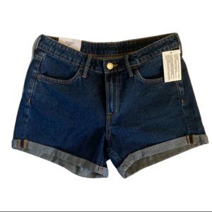 H&M Taille Standard Regular Waist Dark Blue Denim Shorts